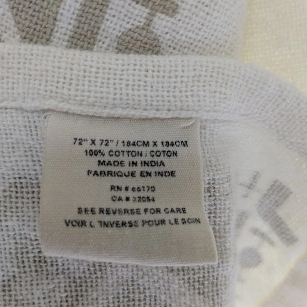 Anthropologie Knotted Macrame Overlay Shower Curtain Ivory Cotton Boho Fringe